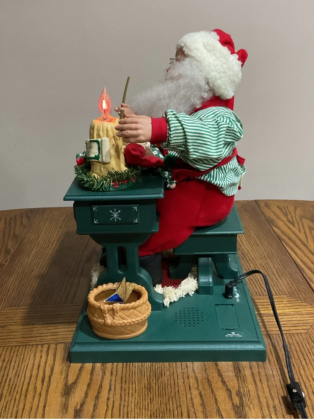 Musical Light-up Moving Christmas Santa at Work Figurine Holiday Decor
